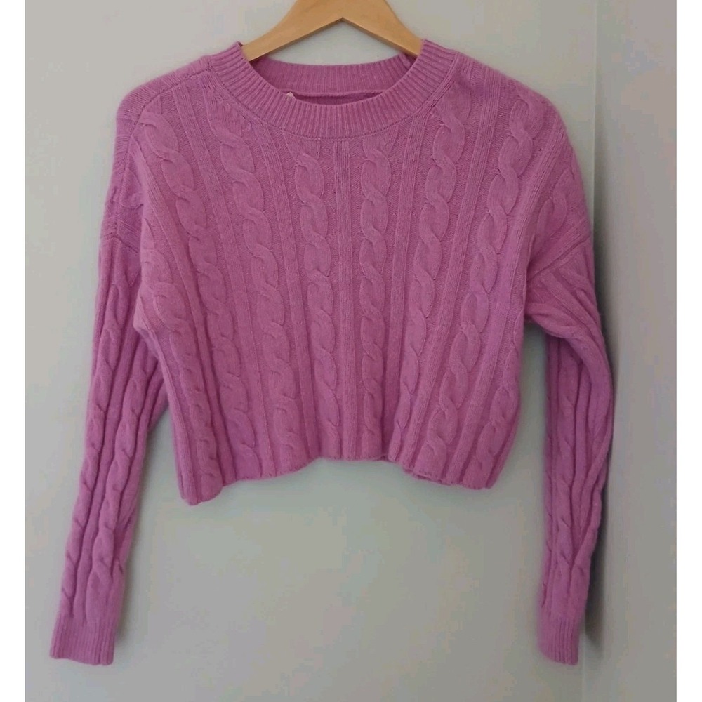 Madewell (Re)sourced Cashmere Cable Knit Crop Sweater Size XXS Wool Quiet Luxury